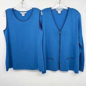 Vintage Exclusively Misook Jacket Cardigan Top Set Medium Quiet Luxury Classic